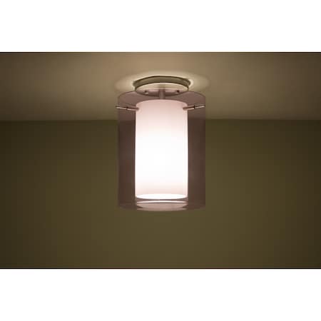 Besa Lighting Pahu 8 Ceiling, Trans. Amethyst/Opal, Satin Nickel Finish, 1x11W LED 1KM-A00607-LED-SN